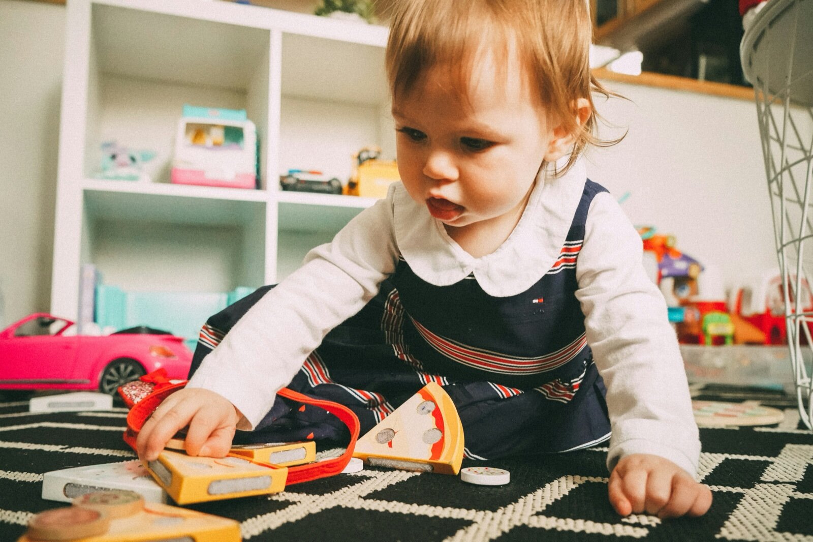 Child working on a puzzle at home